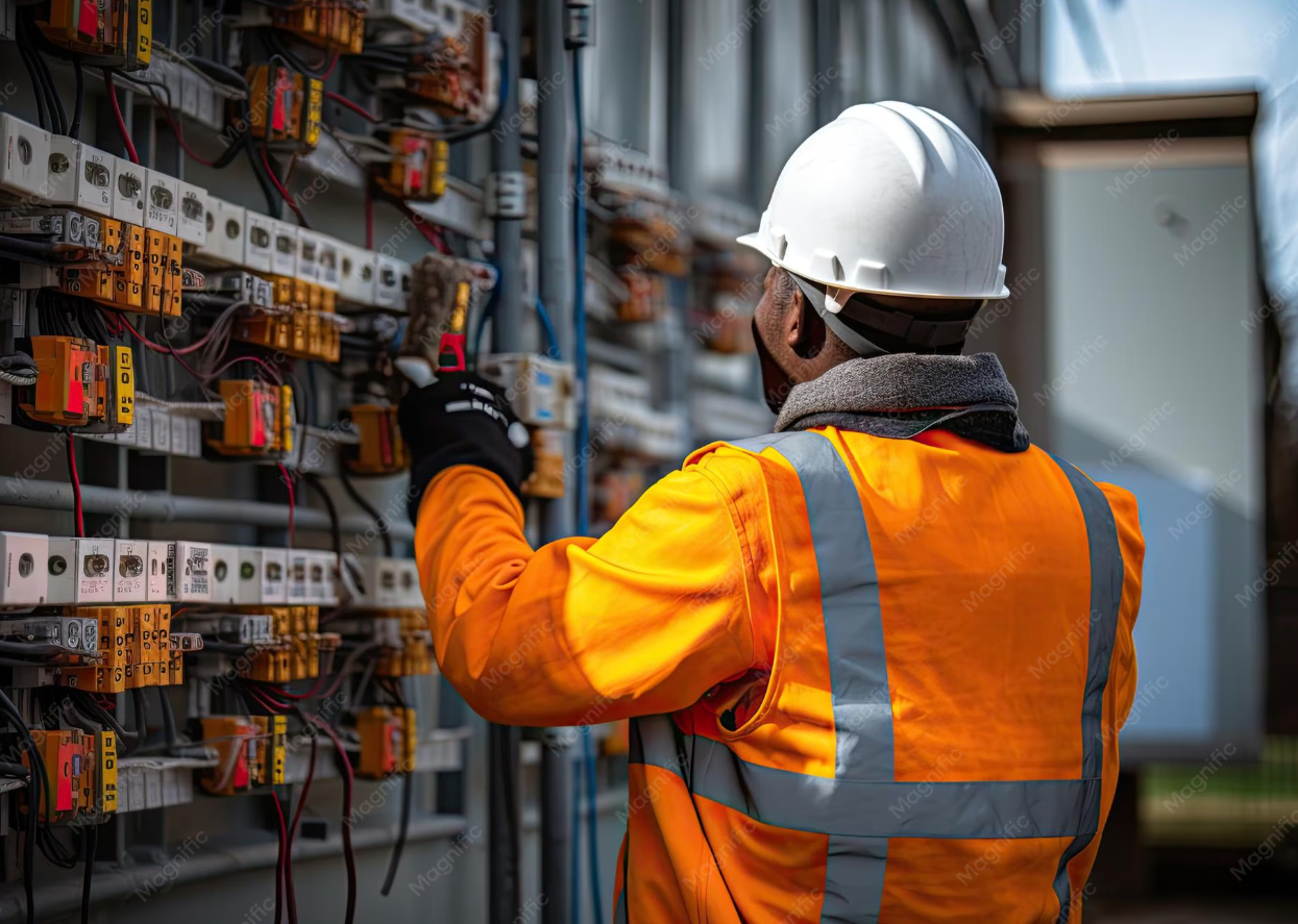 Ingénieur devant tableau électrique